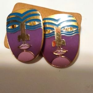 ￼￼￼￼1/4Laurel Burch Maori Mask Earrings